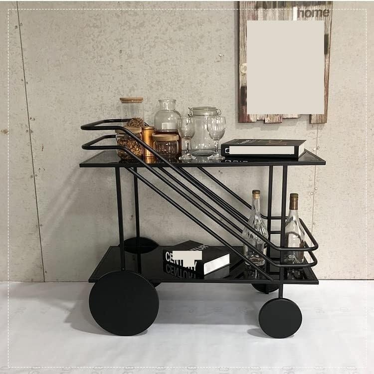 Iron Dining Cart with Glass Shelf F47862