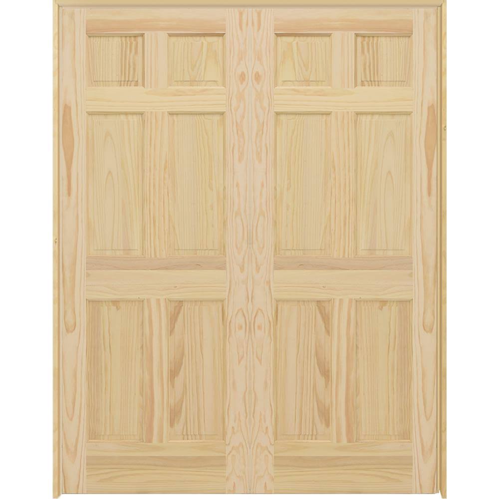 60 in. x 80 in. Unfinished Pine Wood Double Prehung Interior French Door with Bronze Hinges C336