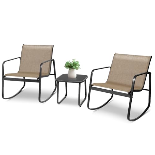 3 Pieces Black Rattan Patio Furniture Set with Coffee Table G669826
