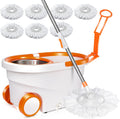 Spin Mop & Bucket with Wringer Set, 7 Microfiber Mop Refills, 57" Extended Handle J71671
