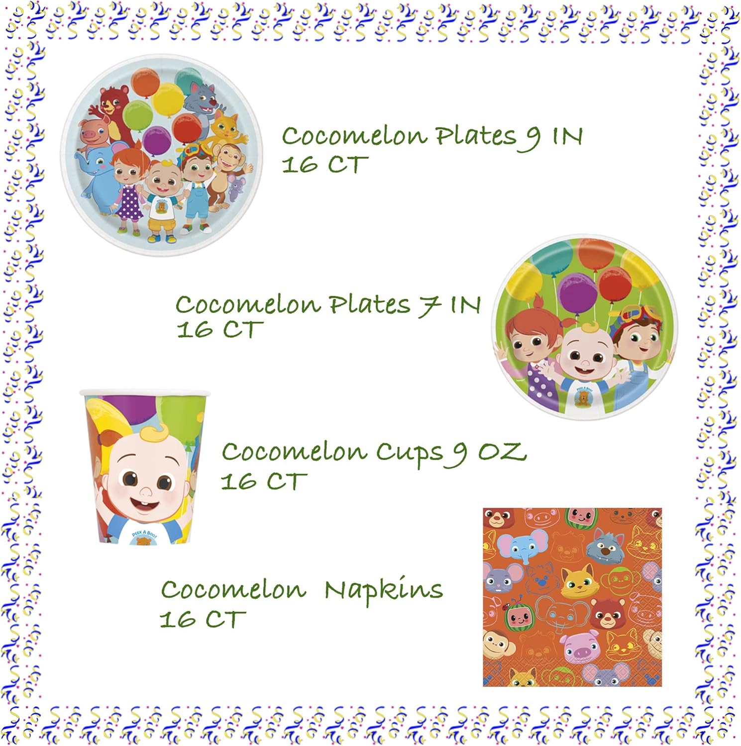 Birthday Party Supplies Decoration Kit with Balloons, Tablecloth, Plates, Napkins, Candles Serves 16 G5290