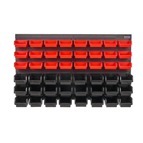 48-Bin Wall Mounted Storage Bins Parts Rack Organizer with Wall Panels P159