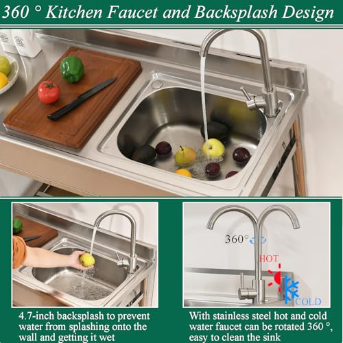 Stainless Steel Freestanding Single Bowl Utility Sink V57808