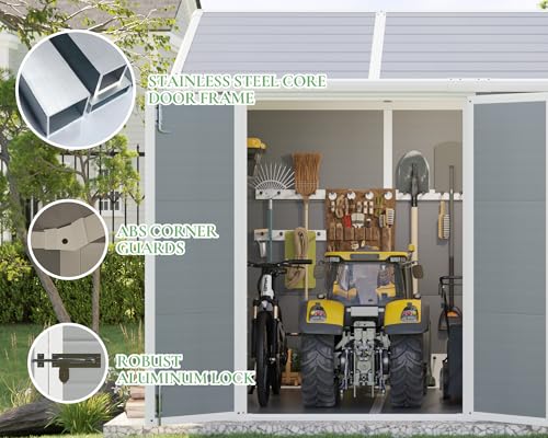 Grey Outdoor Resin Storage Shed with Floor L226431