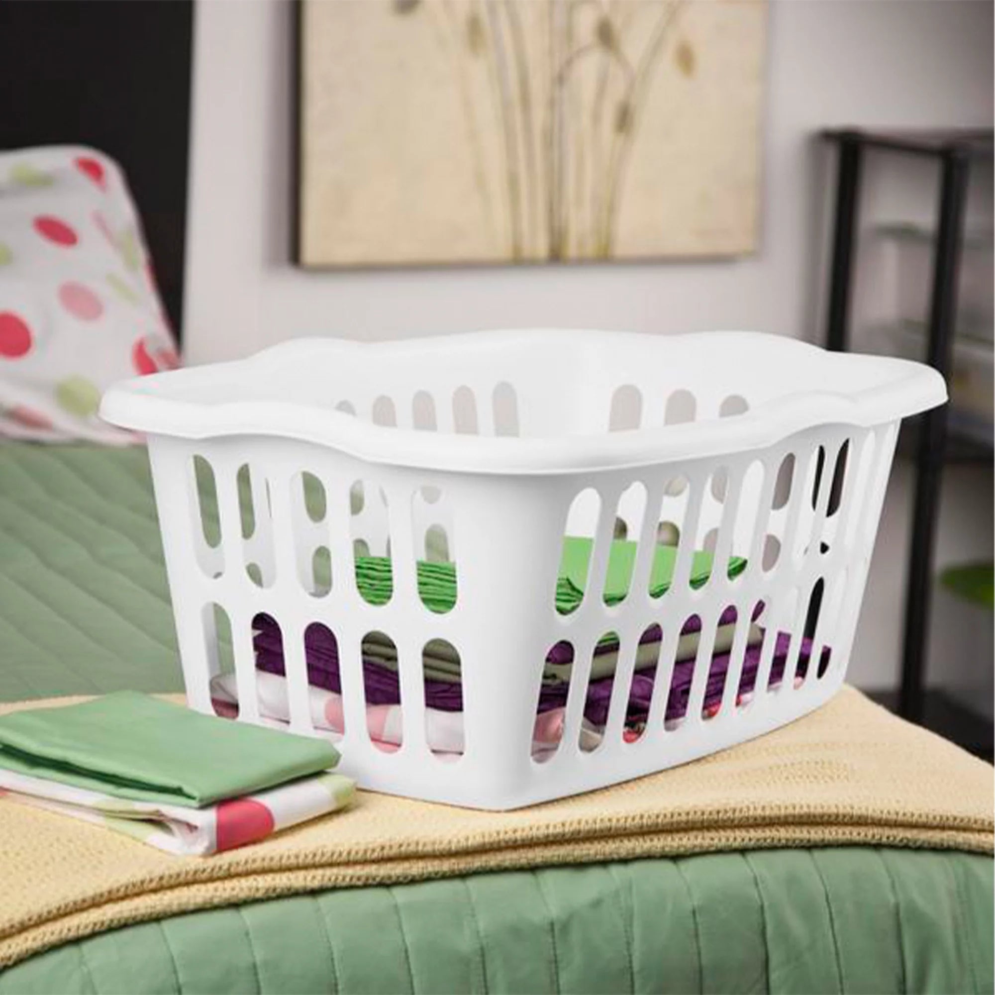 12 Pack Large Rectangular Plastic Laundry Basket Bins C735