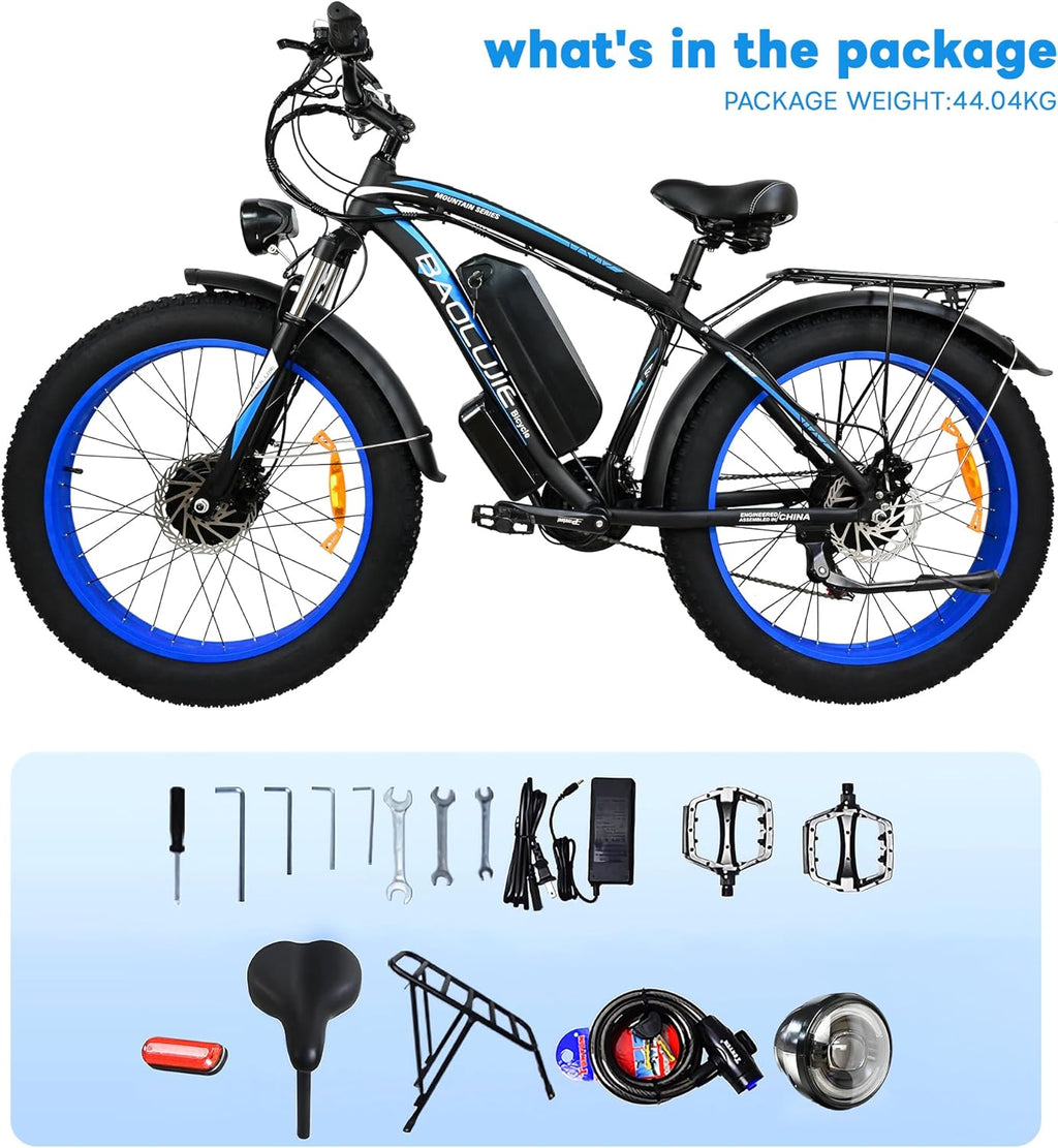 Two 2000W Electric Bikes with 48V 20Ah Removable Batteries 21 Speed Hydraulic Disc Brake (Blue + Blue) R1139