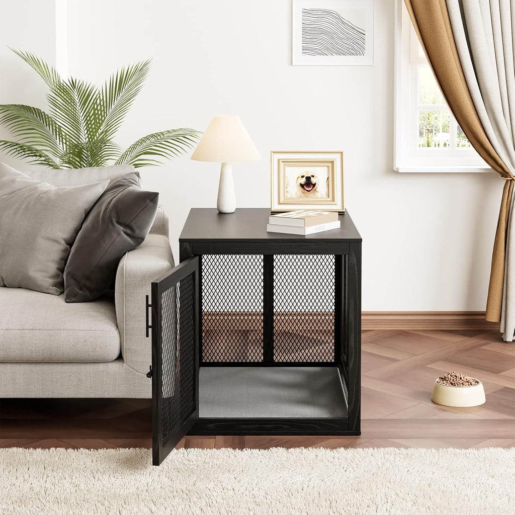 Wooden Dog Crate with Tray and Cushion S78953