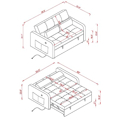Velvet 3 in 1 Pull-Out Sleeper Sofa Chair E5253