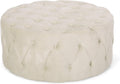 Beige Round Tufted Velvet Ottoman M936378