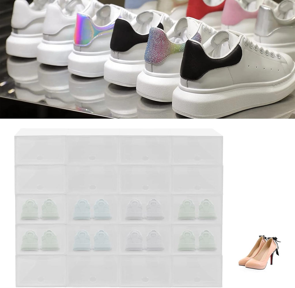 20 x Transparent Plastic Shoe Box E414583