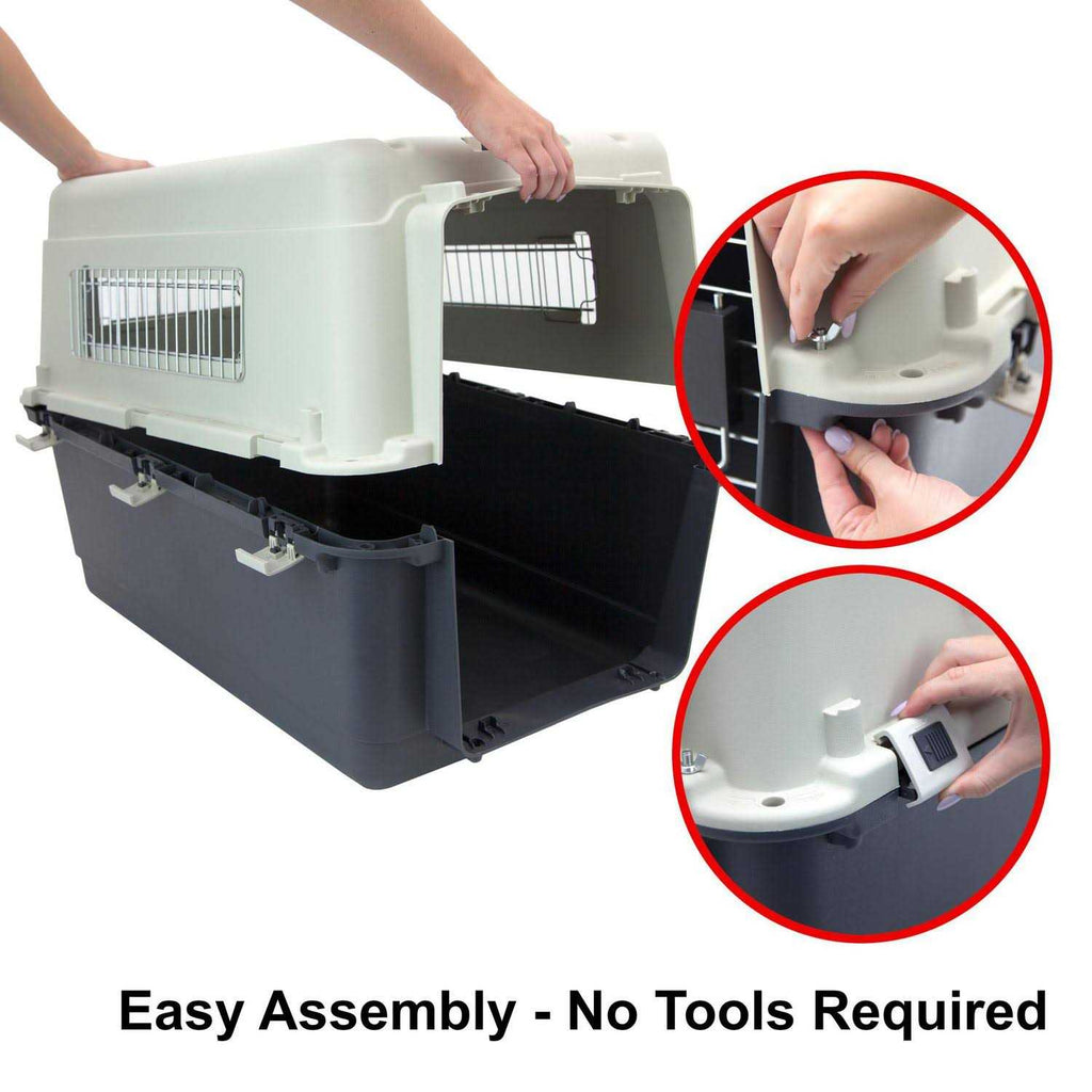 Plastic Kennels Rolling Wire Door Travel Dog Crate B9760