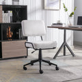 White Corduroy Swivel Desk Chair with Wheels A118517