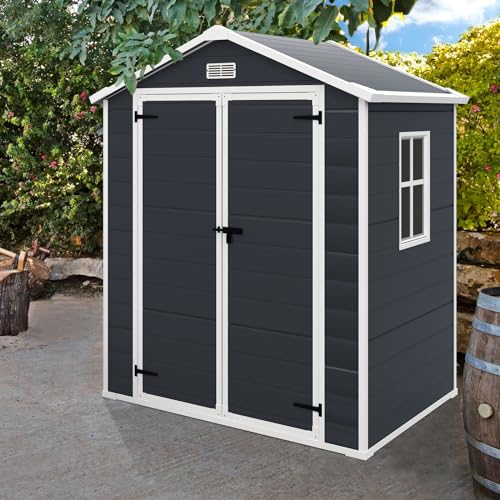 LightGray Resin Outdoor Storage Shed 6x4.4FT with Floor U299299
