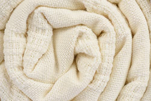 100% Cotton Thermal Blanket (74x100 in, White) X51300