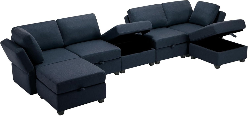 Blue Modular Sectional Sofa with Ottoman P502524
