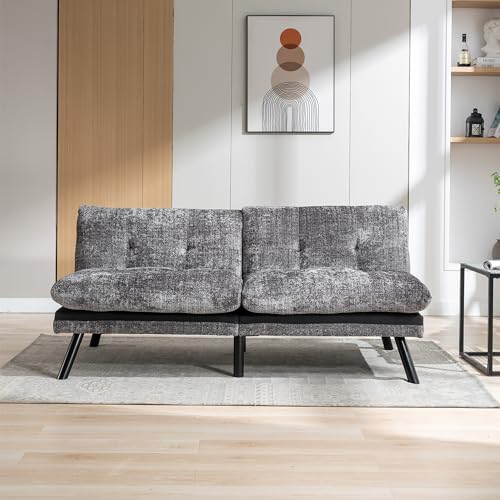 Dark Gray Polyester Memory Foam Convertible Futon Sofa Bed K9239