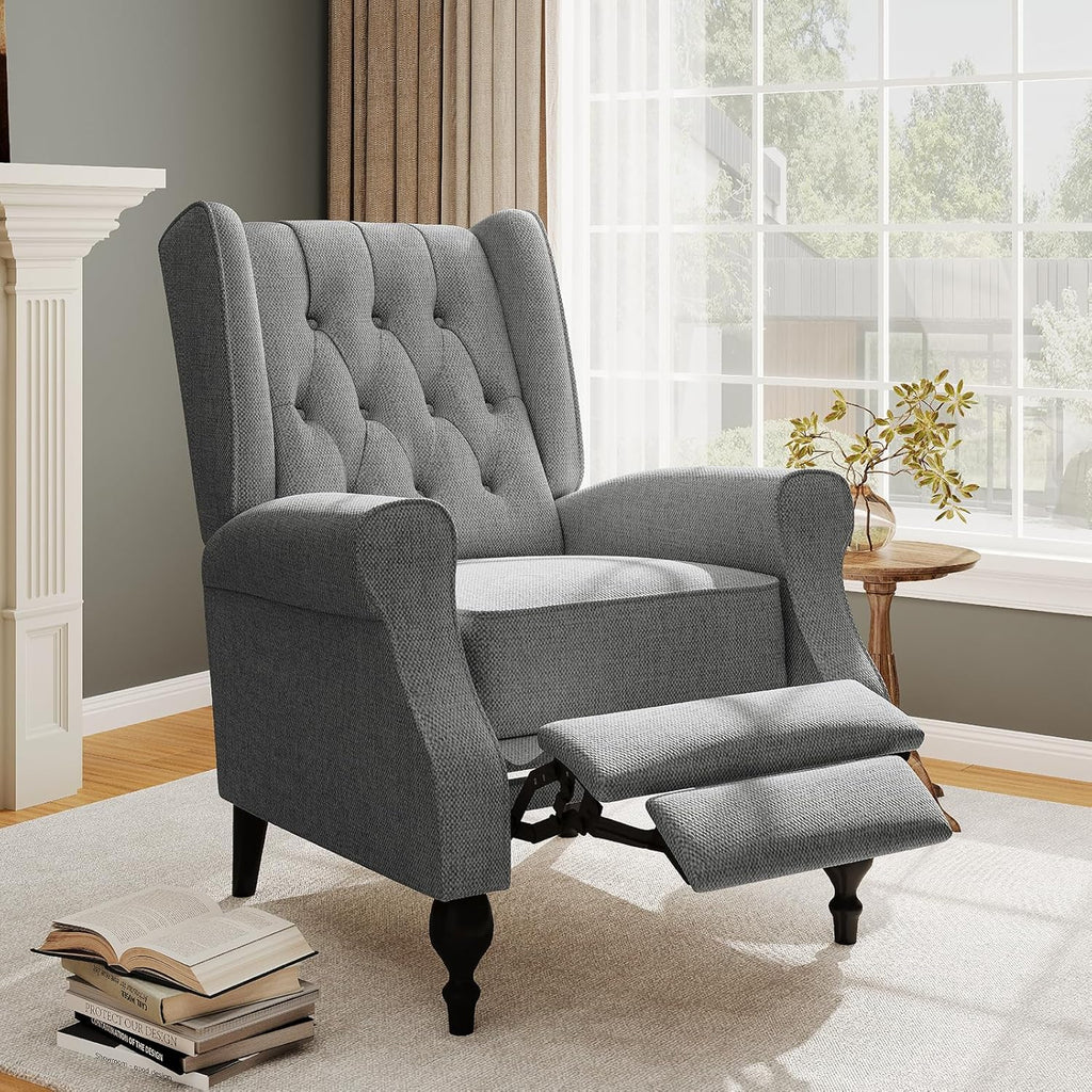 Dark Gray High Back Upholstered Recliner Chair Y498677