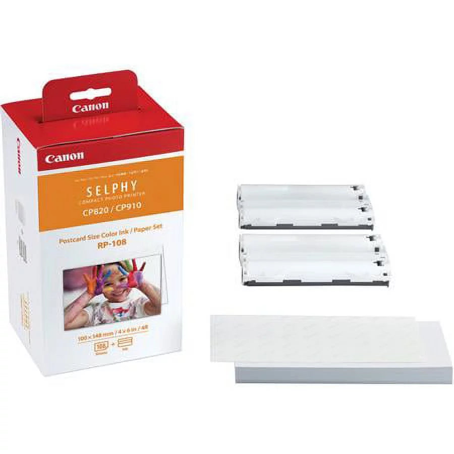 White Compact Photo Printer with RP-108 Color Ink/Paper Set P409354