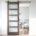 Glass Sliding Barn Door Slab with Hardware Kit, MDF Wood Panel with PVC Surface V4740