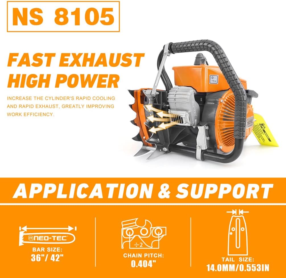 36 inch Gas Chainsaw 105cc 4.8KW 6.5HP A551