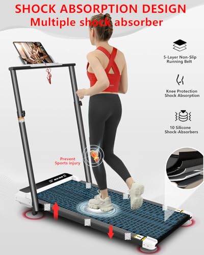 Walking Pad with Handle Bar, 5% Manual Incline Treadmill, 2.5HP Foldable Treadmill with Handrails, 300 LBS T459539