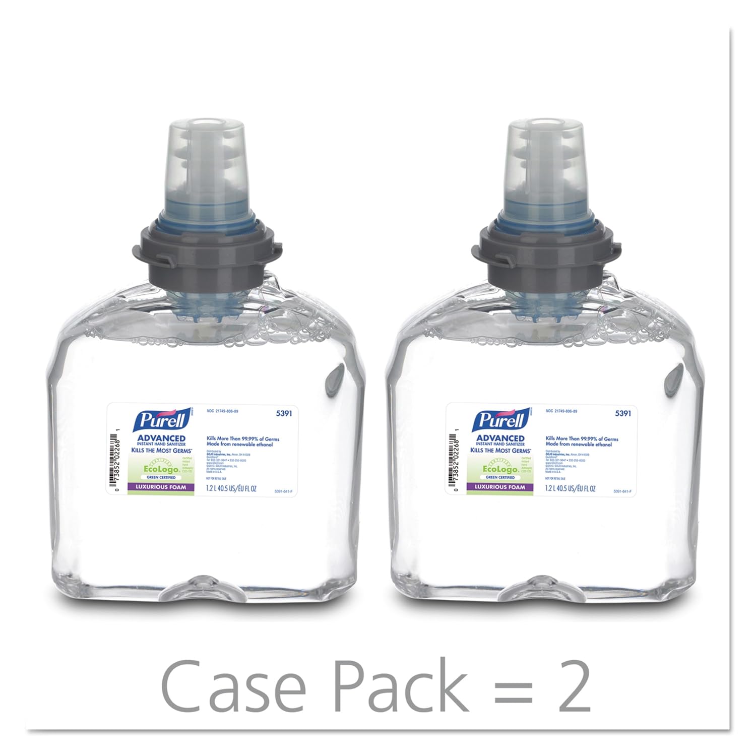 1200mL Clear Instant Hand Sanitizer Foam Refill (Pack of 2) I365