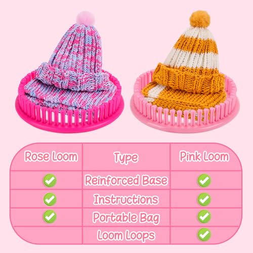 Knitting Loom Kit with Storage Bags Yarns Knitting Tools Pink E744235