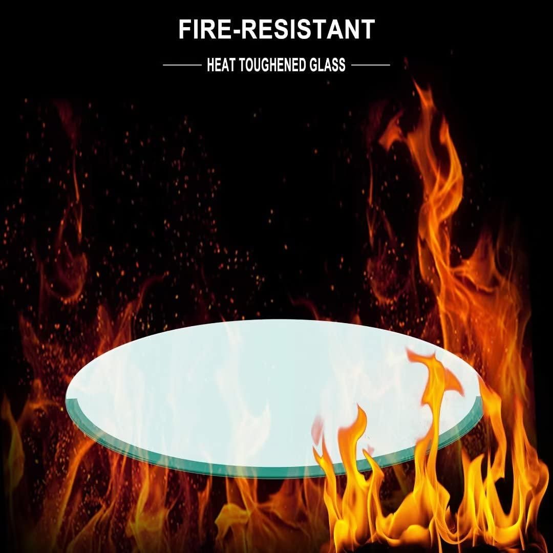 24 Inch Round Tempered Glass Table Top Clear 1/2 Inch Thick Beveled Polished Edge D168648