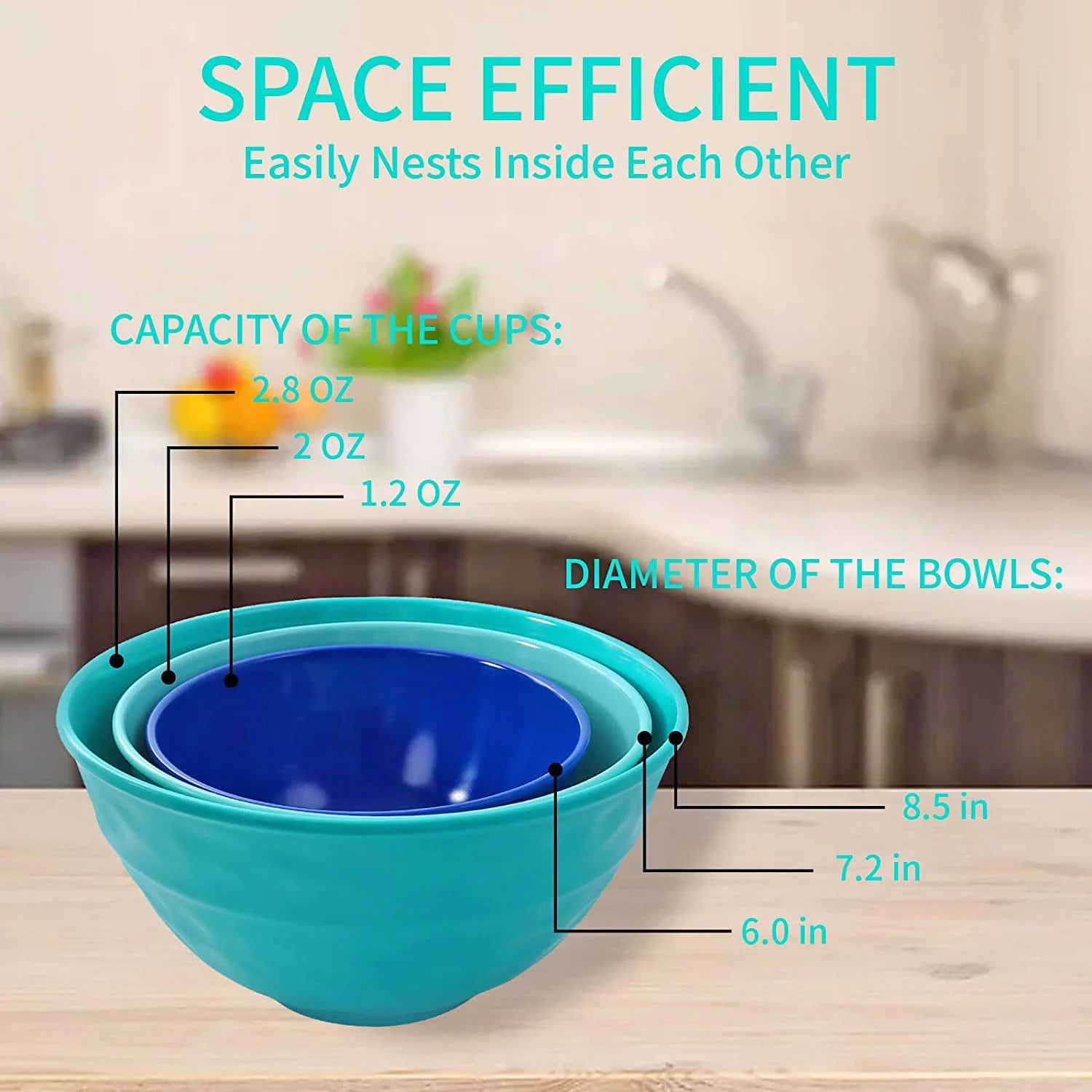 3-Piece Melamine Mixing Bowl Set with Lids O4872