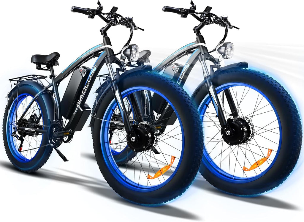 Two 2000W Electric Bikes with 48V 20Ah Removable Batteries 21 Speed Hydraulic Disc Brake (Blue + Blue) R1139