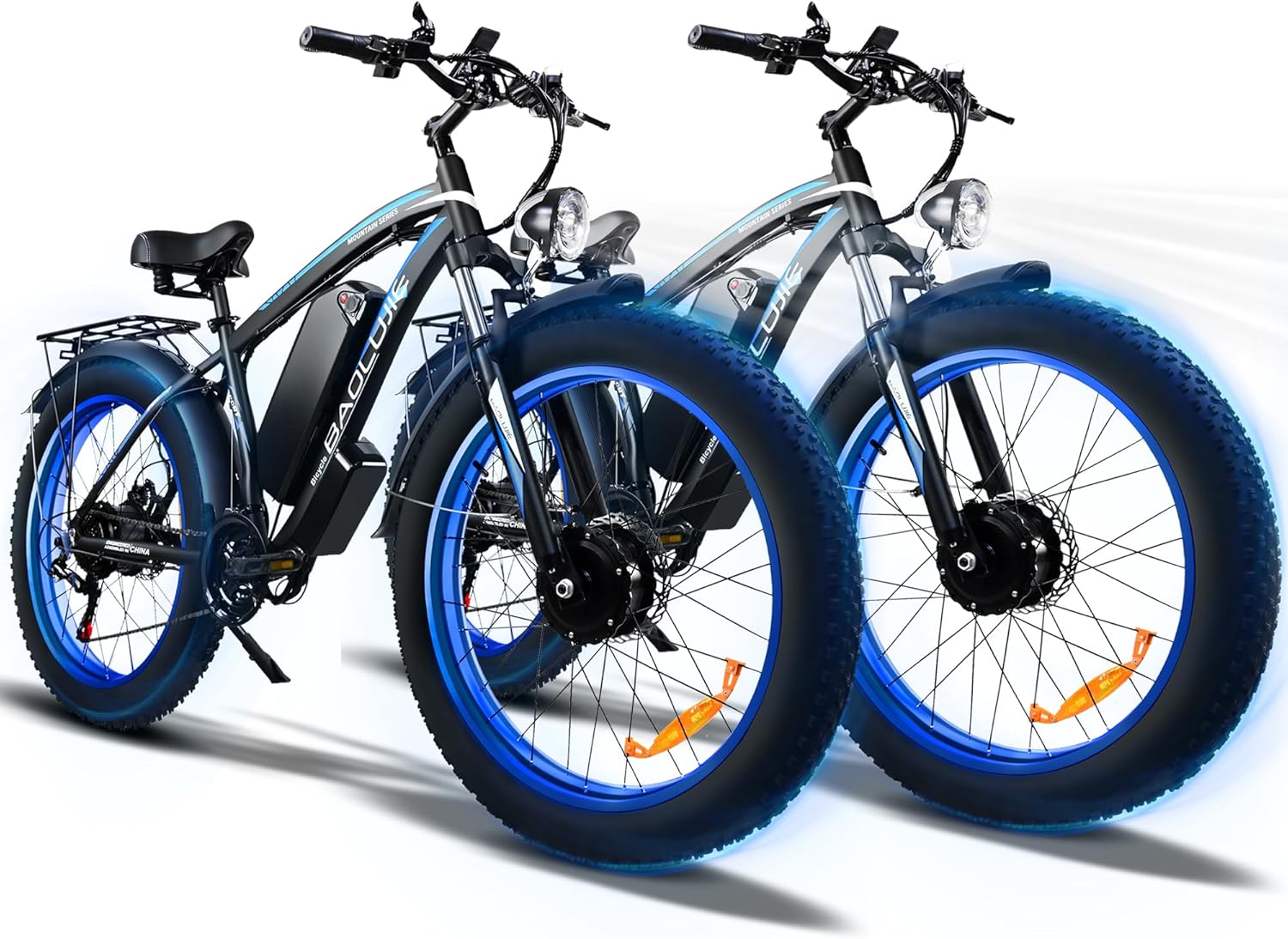 Two 2000W Electric Bikes with 48V 20Ah Removable Batteries 21 Speed Hydraulic Disc Brake (Blue + Blue) R1139