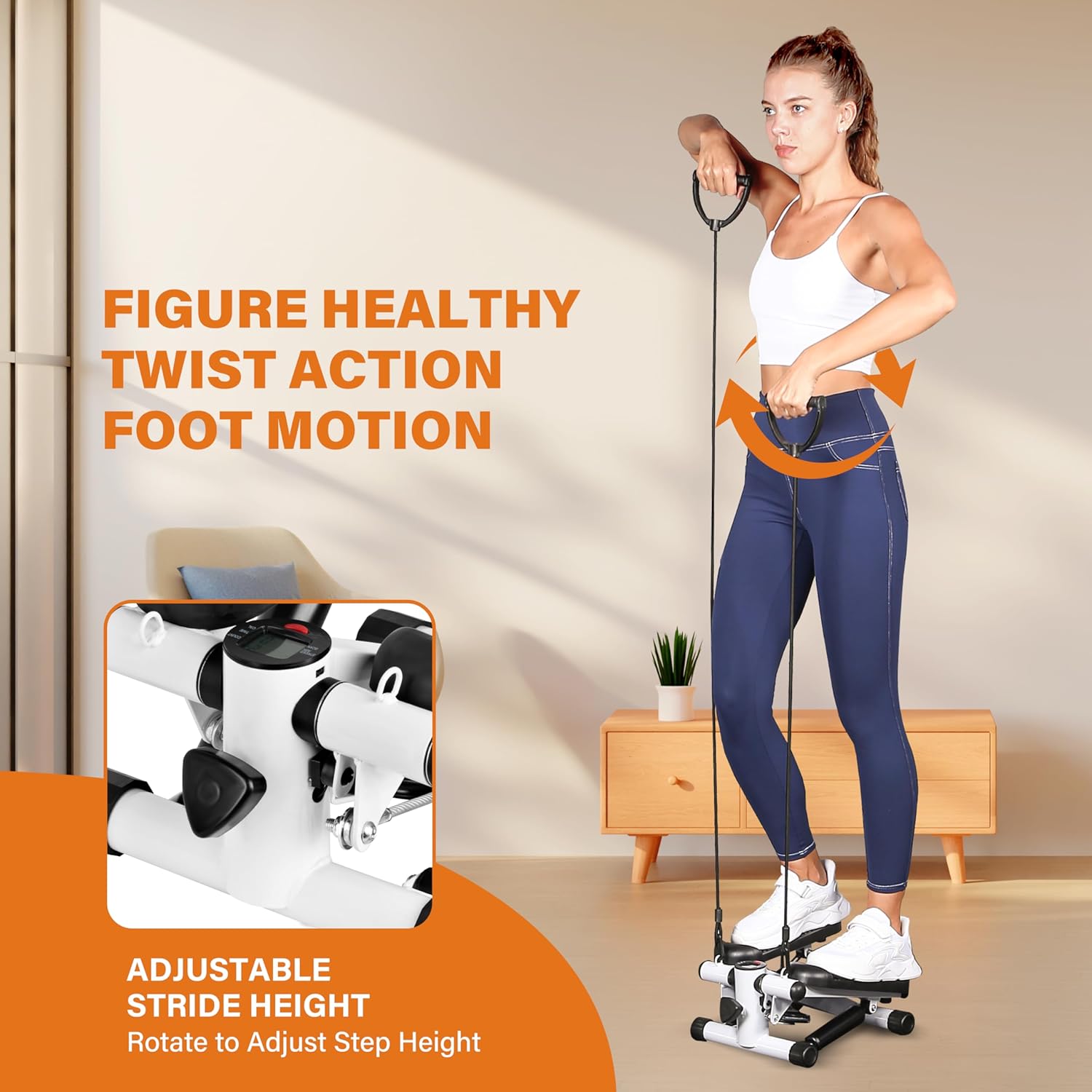 Mini Stepper with Resistance Band, 120KG Load J59838