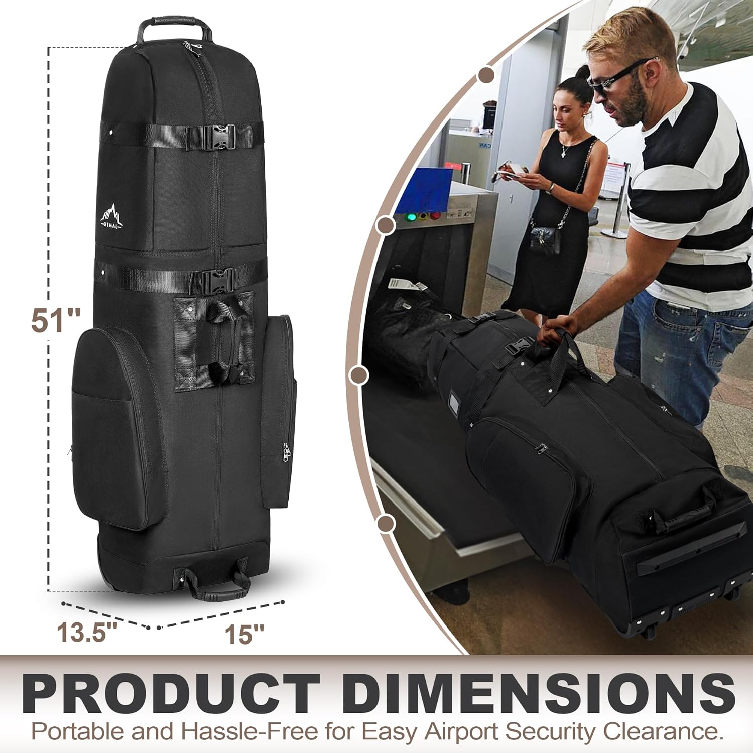 Heavy Duty 600D Polyester Oxford Golf Travel Bag with Wheels X499