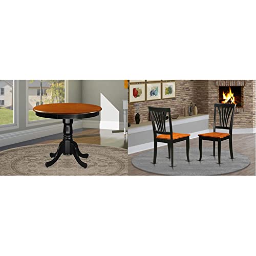 Black Hardwood Frame Dining Room Table and Dining Chairs Set of 2 K192253