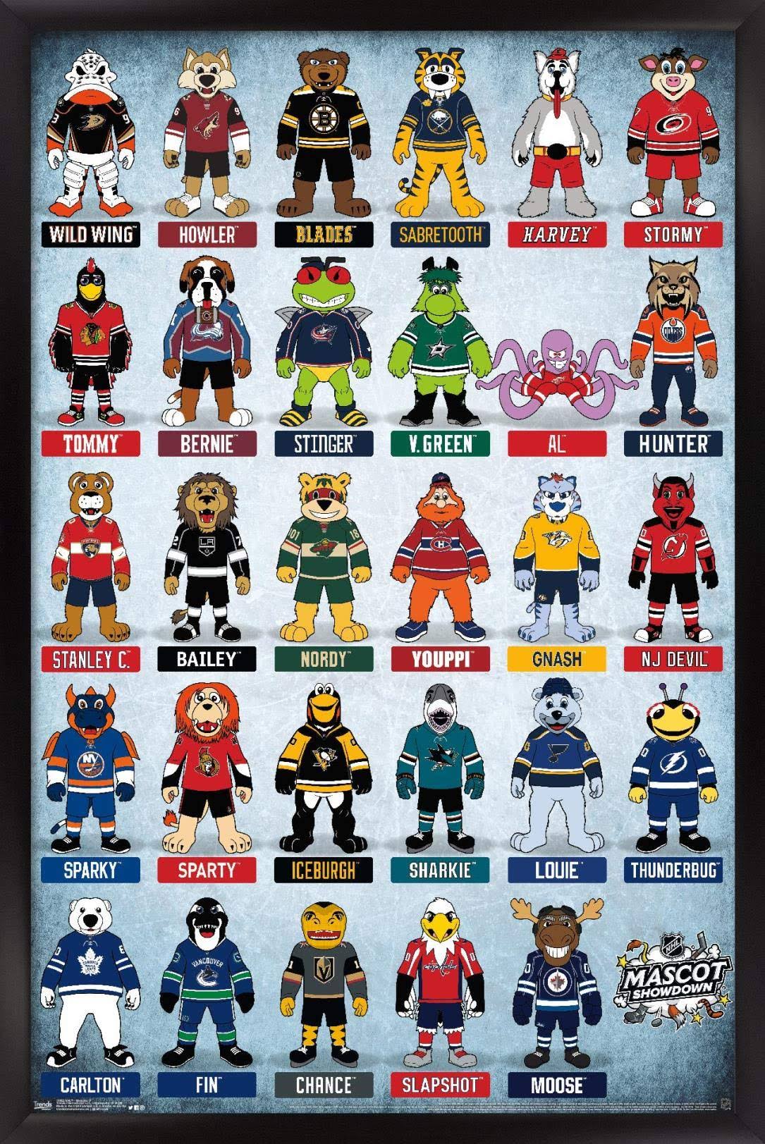 NHL League-Mascots 17 Wall Poster, 22.375 in x 34 in, Black Framed Version Q666743