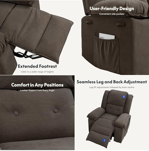 Brown Fabric Power Lift Recliner Chair with Massage and Heat K665030