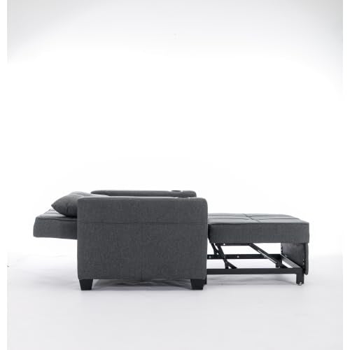 Light Gray 3-in-1 Convertible Sofa Bed Chair with 2 Cupholders B43801