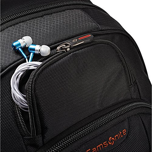 Large Backpack, Black/Orange, 18 x 13.3 x 8.6 M702478