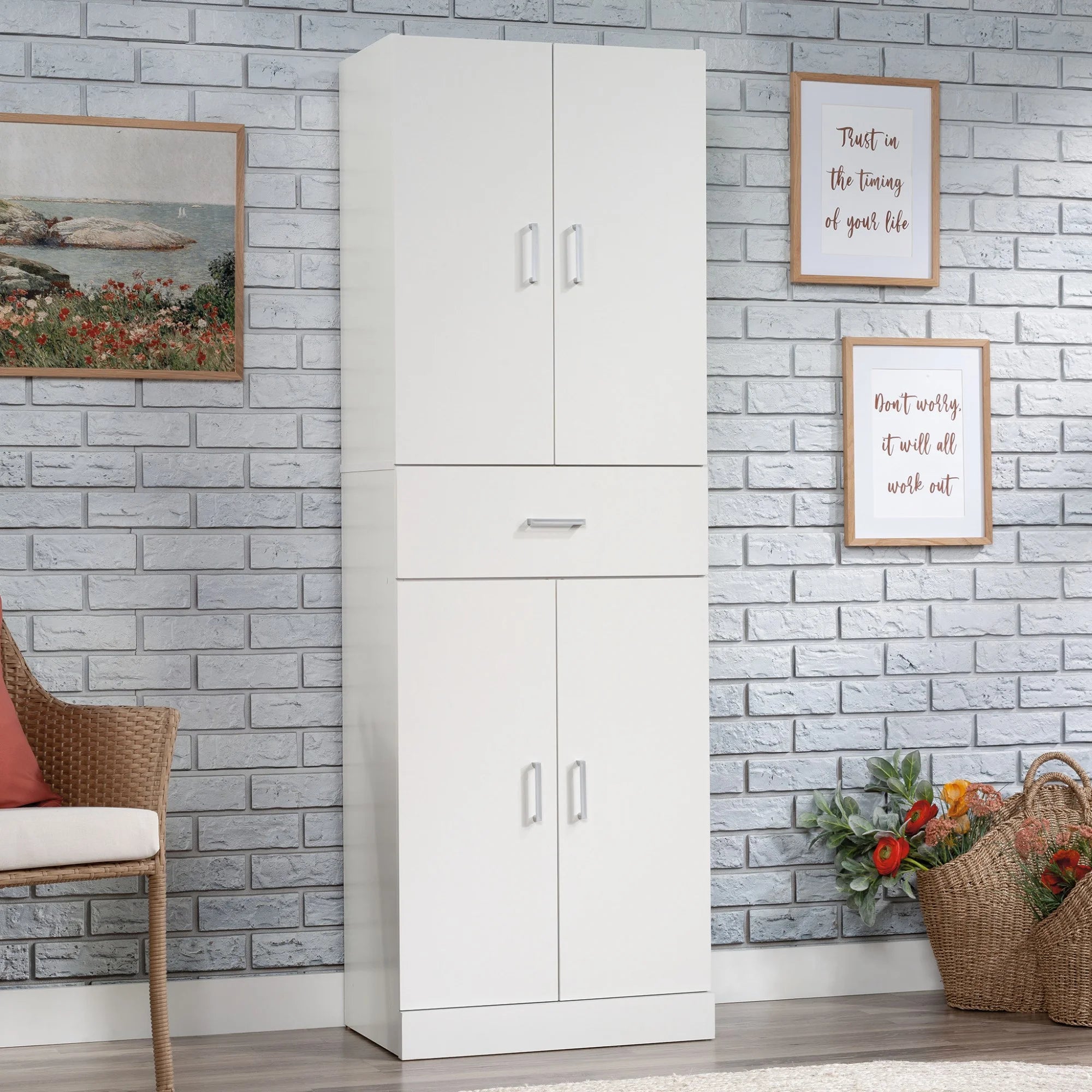 White Engineered Wood Storage Cabinet M771