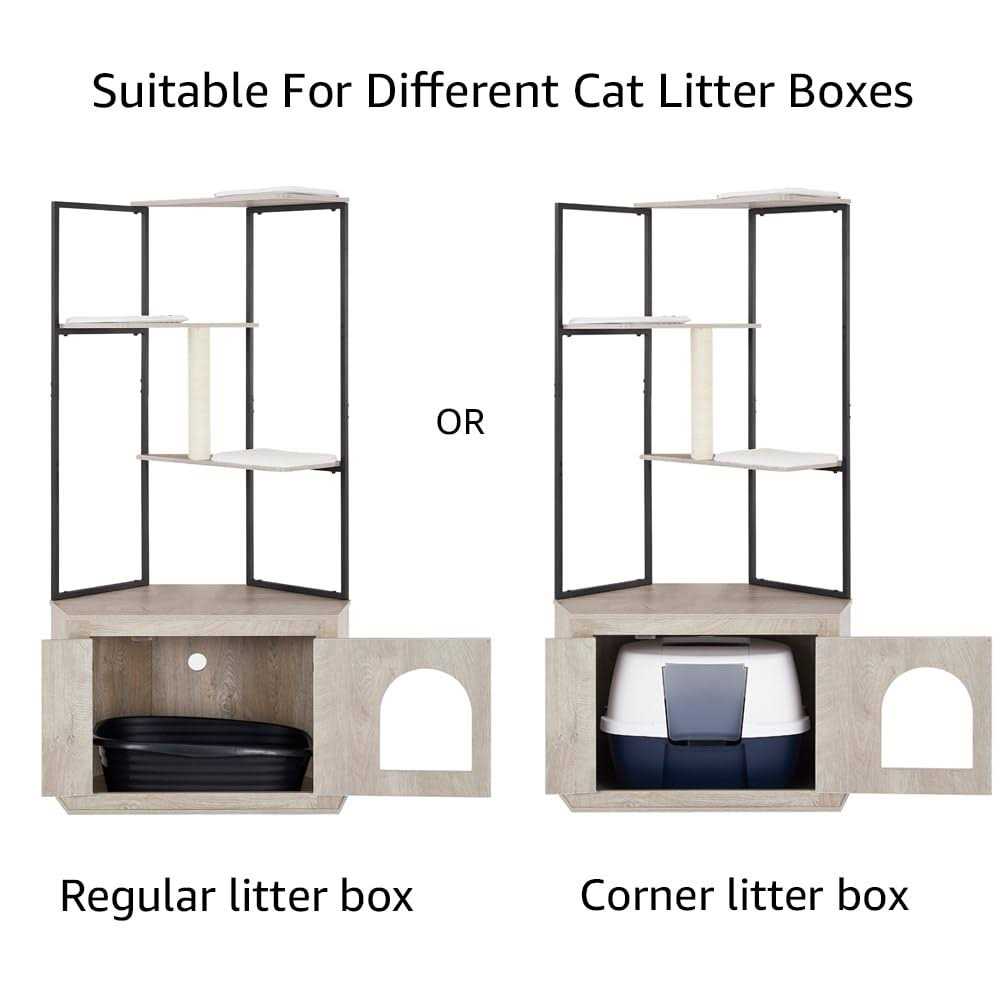 Corner Box Enclosure with Cat Tree Tower Cat Litter X136