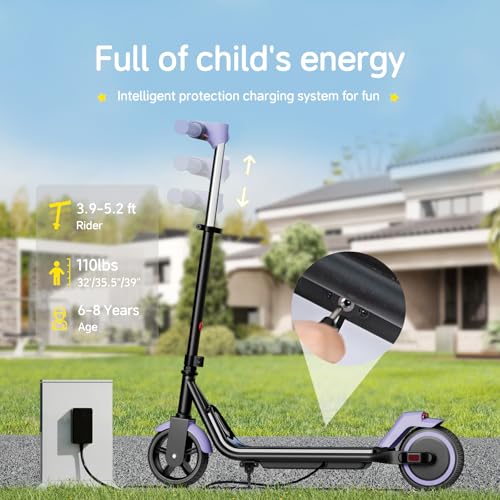 Kids Electric Scooter, 3/6/10mph Speeds, Adjustable Height, 150W, Dual Brake K6229