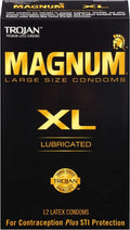 Magnum XL Size Lubricated Latex Condoms - 12 ct, Pack of 6 W216