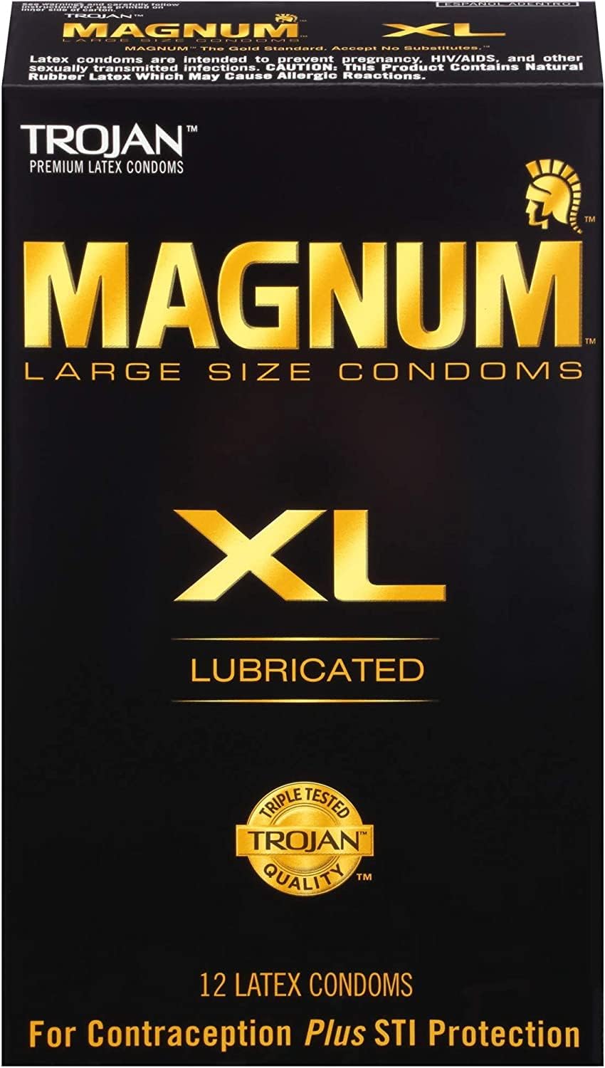 Magnum XL Size Lubricated Latex Condoms - 12 ct, Pack of 6 W216