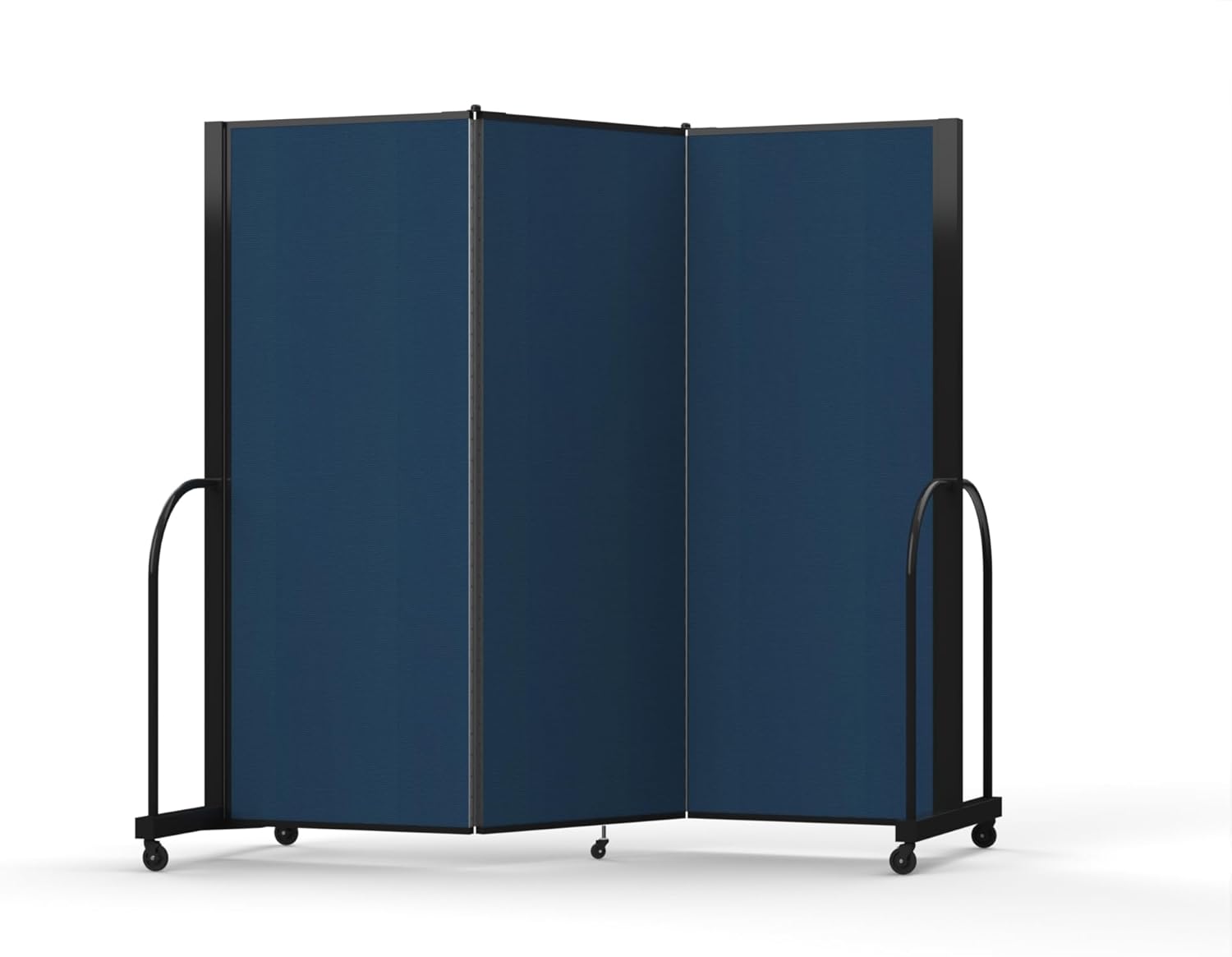 Navy 7'6" x 8'7" Folding Room Divider with Metal Frame L4677