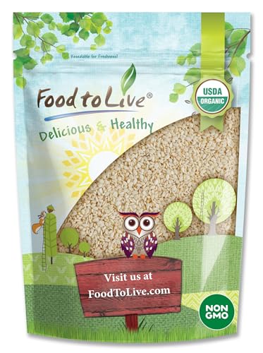 Organic Hulled Sesame Seeds, 1 Pound, Whole Raw White Sesame Seeds, Non-GMO, Kosher, Vegan, Unroasted L99973