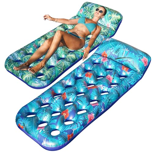 2 Pack Large Inflatable Pool Float Raft with Headrest I207