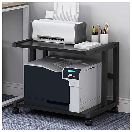 Black 2 Tier Printer Stand with Wheels J6368