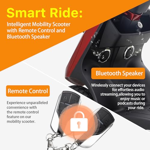 Red Heavy-Duty 4 Wheel Mobility Scooter 500lbs Capacity 1000W X26637