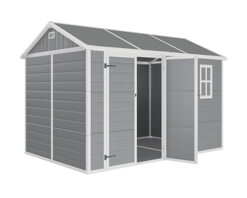 Grey Outdoor Resin Storage Shed with Floor L226431