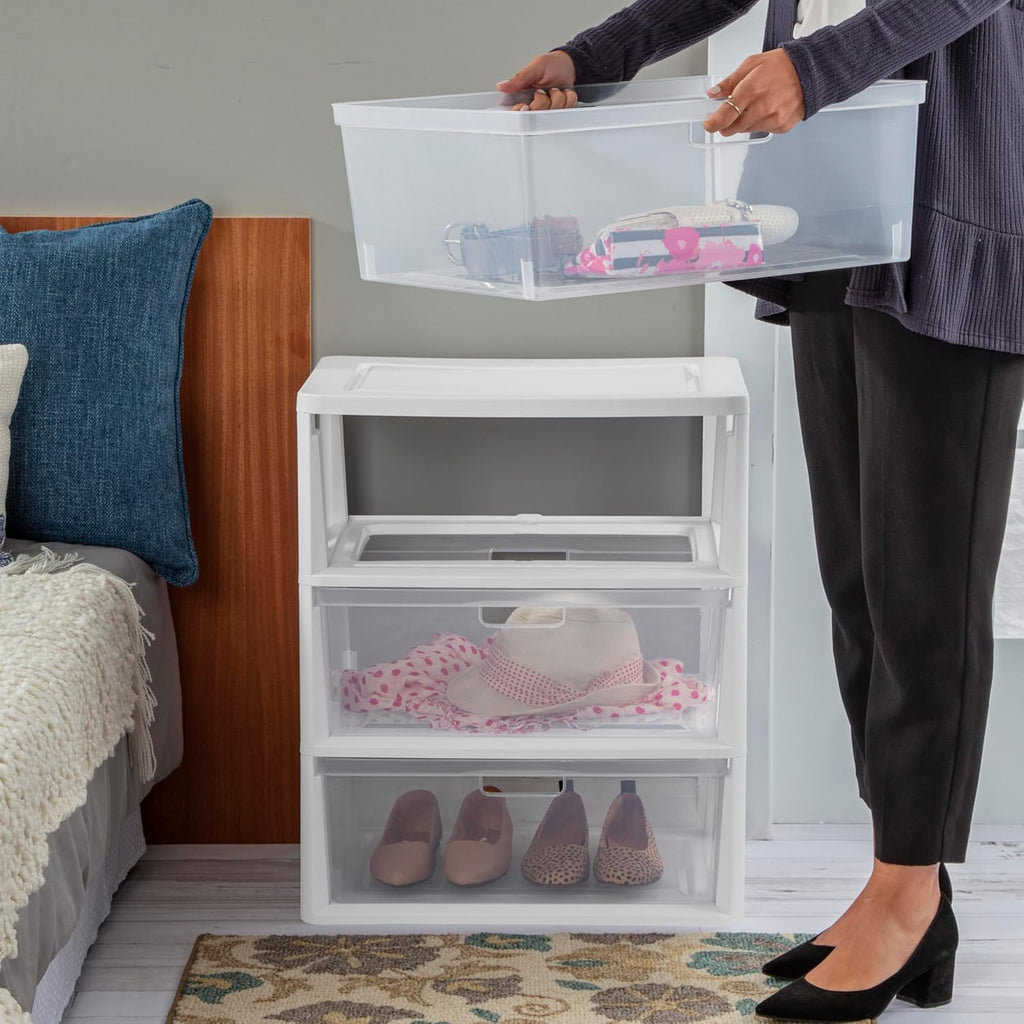 White 3 Drawer Plastic Storage Tower Y616678